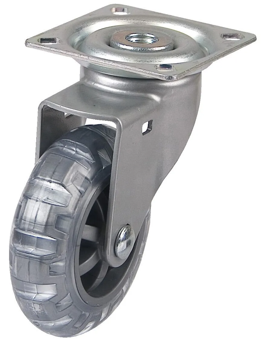 Länkhjul 50 mm med platta 42x42 mm, lackad bygel, inline-hjul