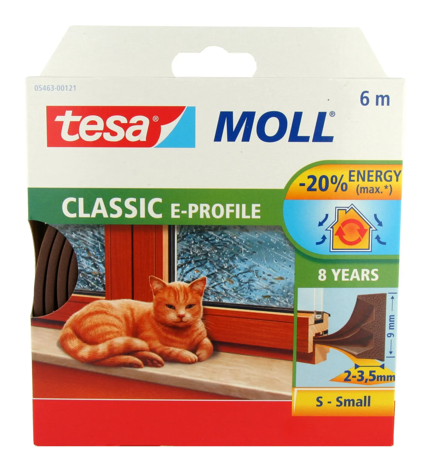 Tätningslist brun, E-list, 9 mm, 6 m