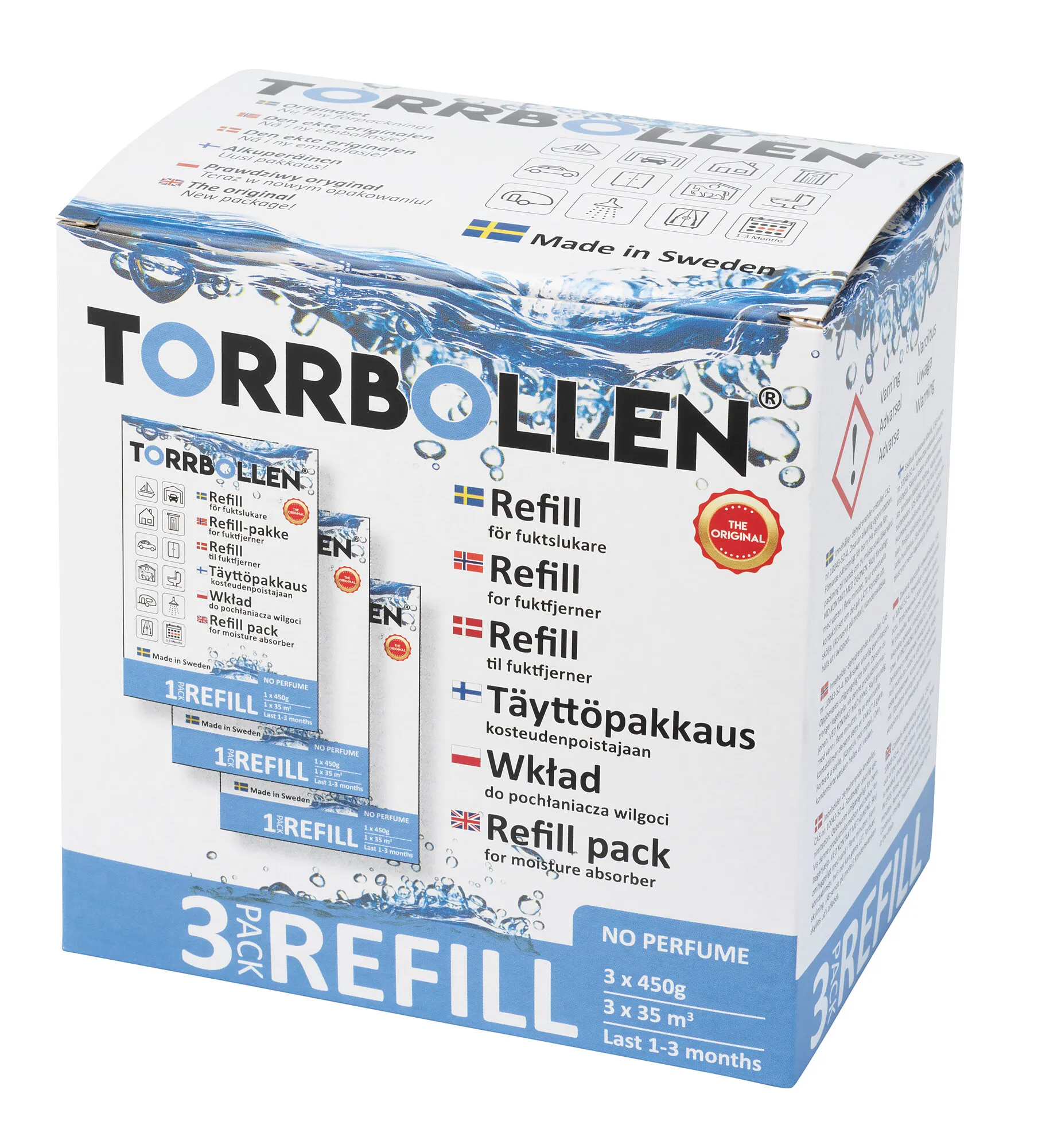 Torrbollen refill, 3-pakning