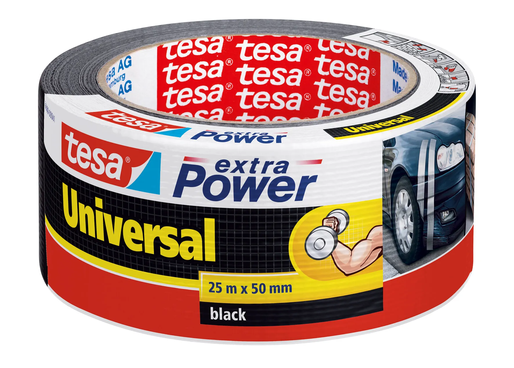 Sølvtape Extra power, svart, 50 m, 25 mm