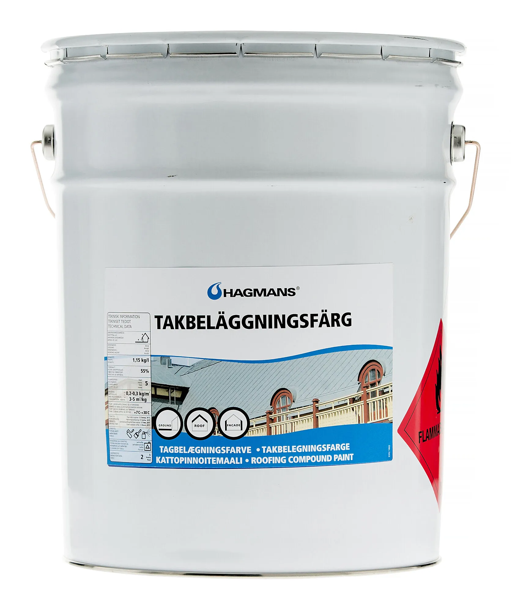 Takbeläggningsfärg svart, 20 kg  