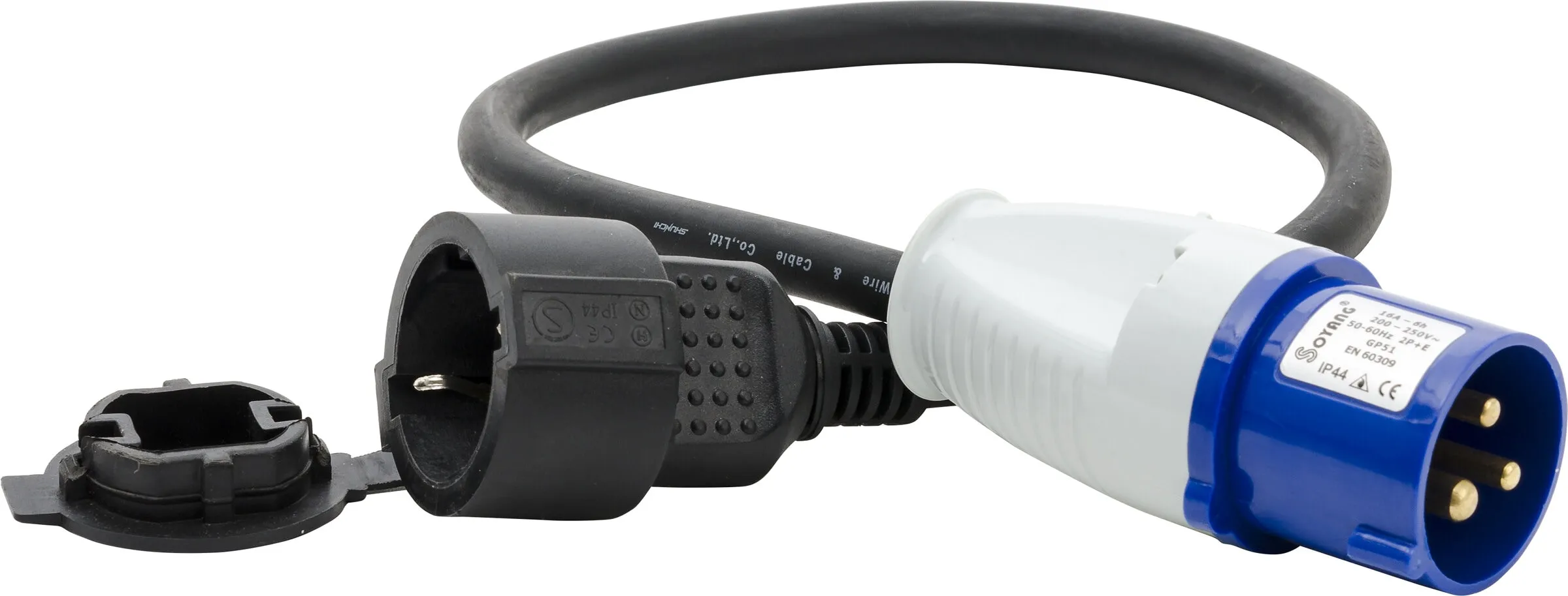 Adapter/overgangsledning, fra CEE 216-6 til schuko