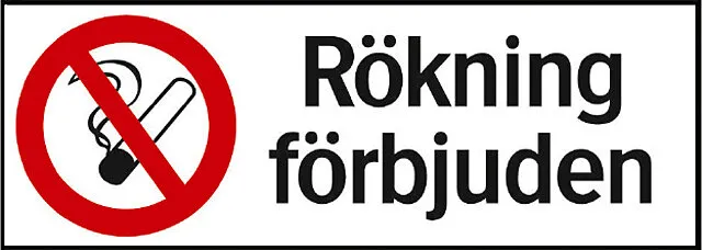 Skylt Rökning förbjuden, 297x105 mm