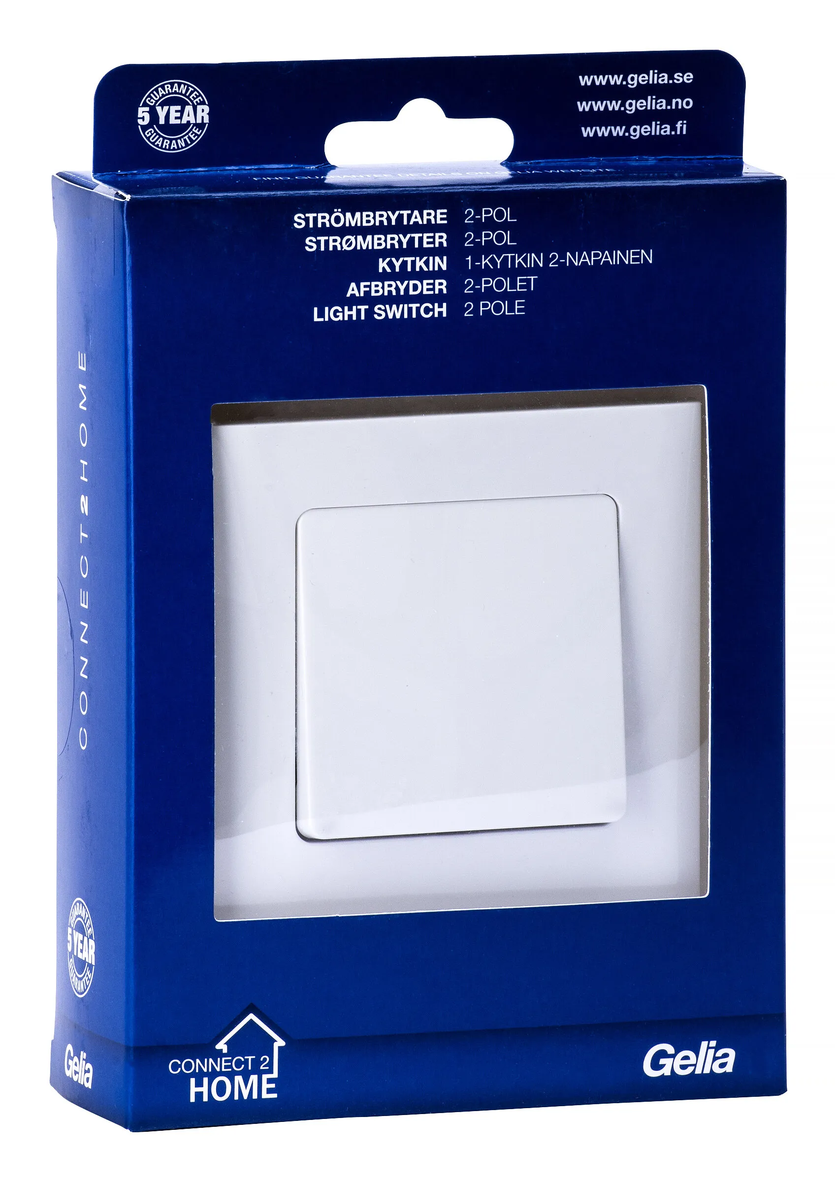 Strømbryter 2-pol, 16 A, innfelt, Connect 2 Home