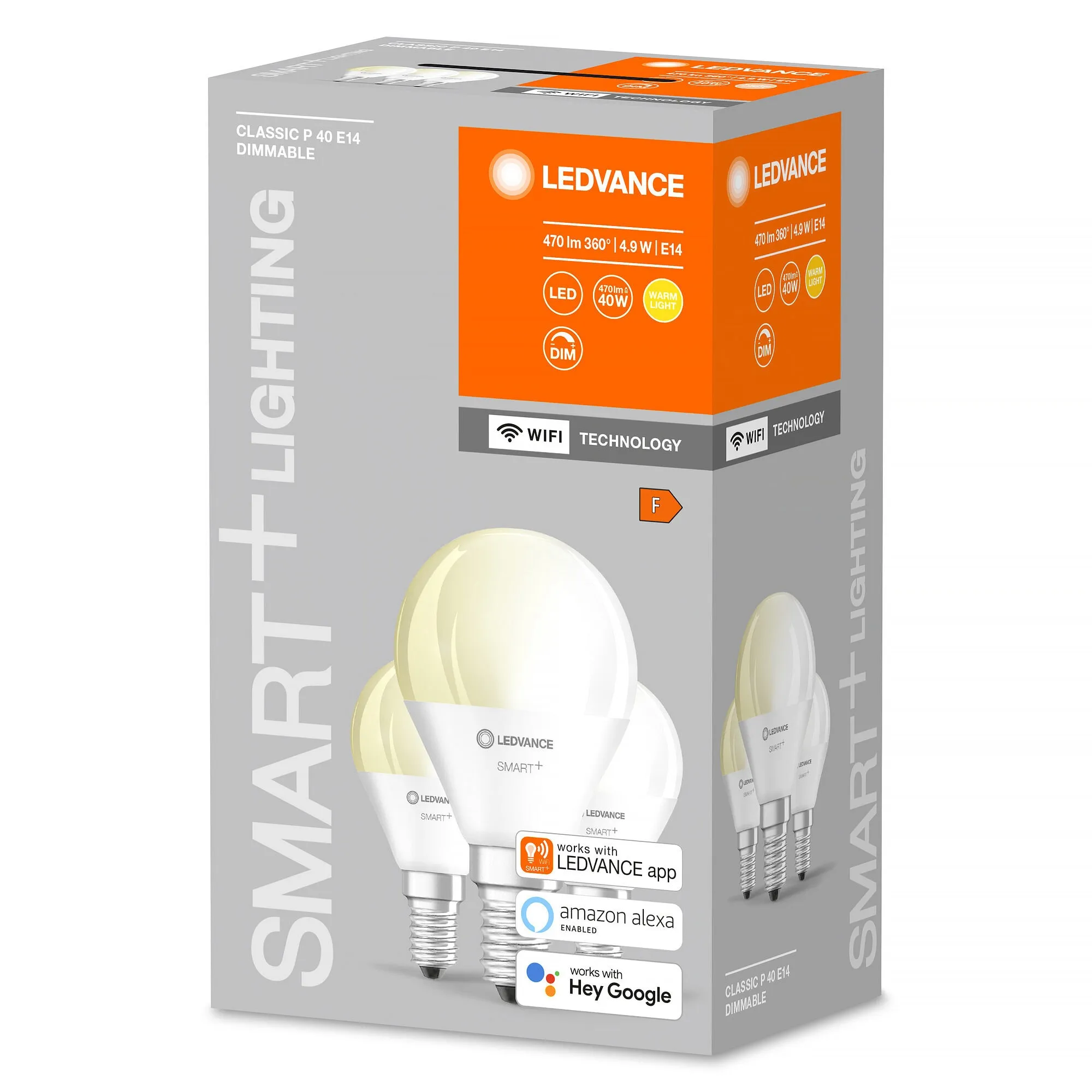 LED-lampa Smart+ WiFi, dimbar, E14, 4,9 W, 3-pack