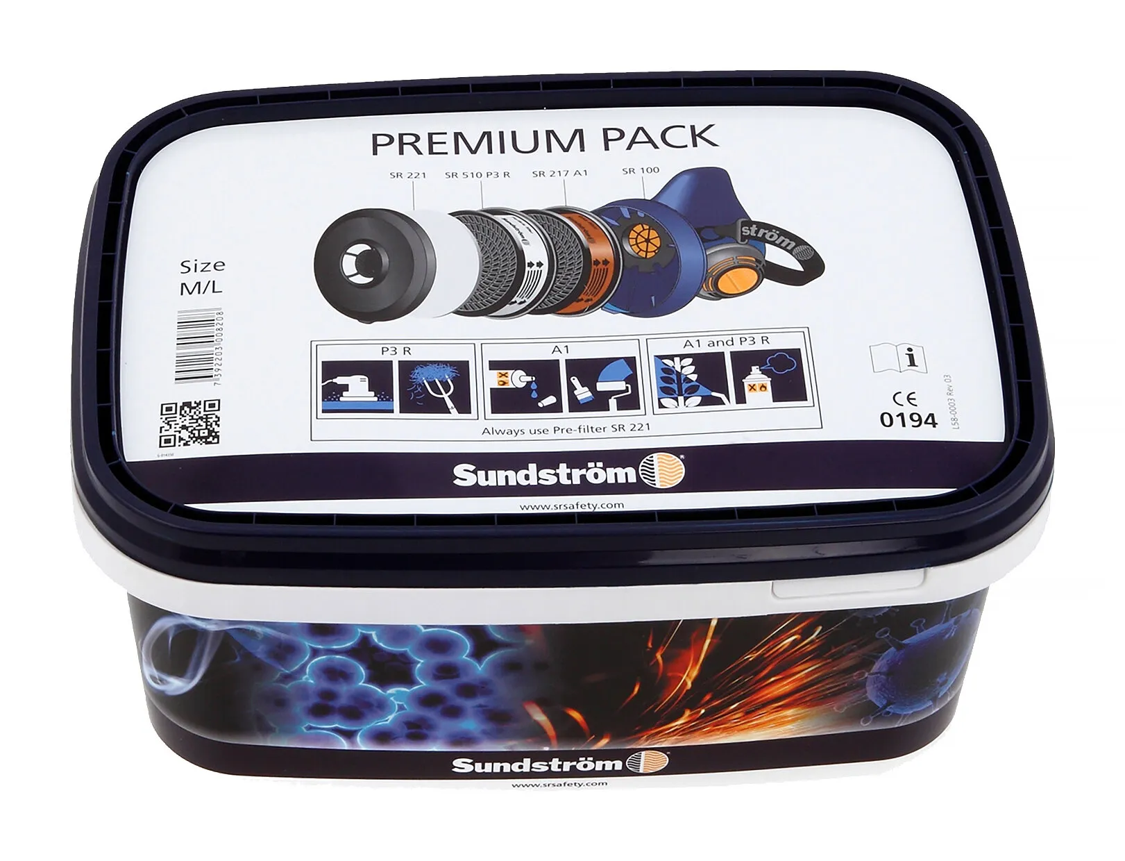 Halvmask SR 100 M/L, inklusive förvaringsbox