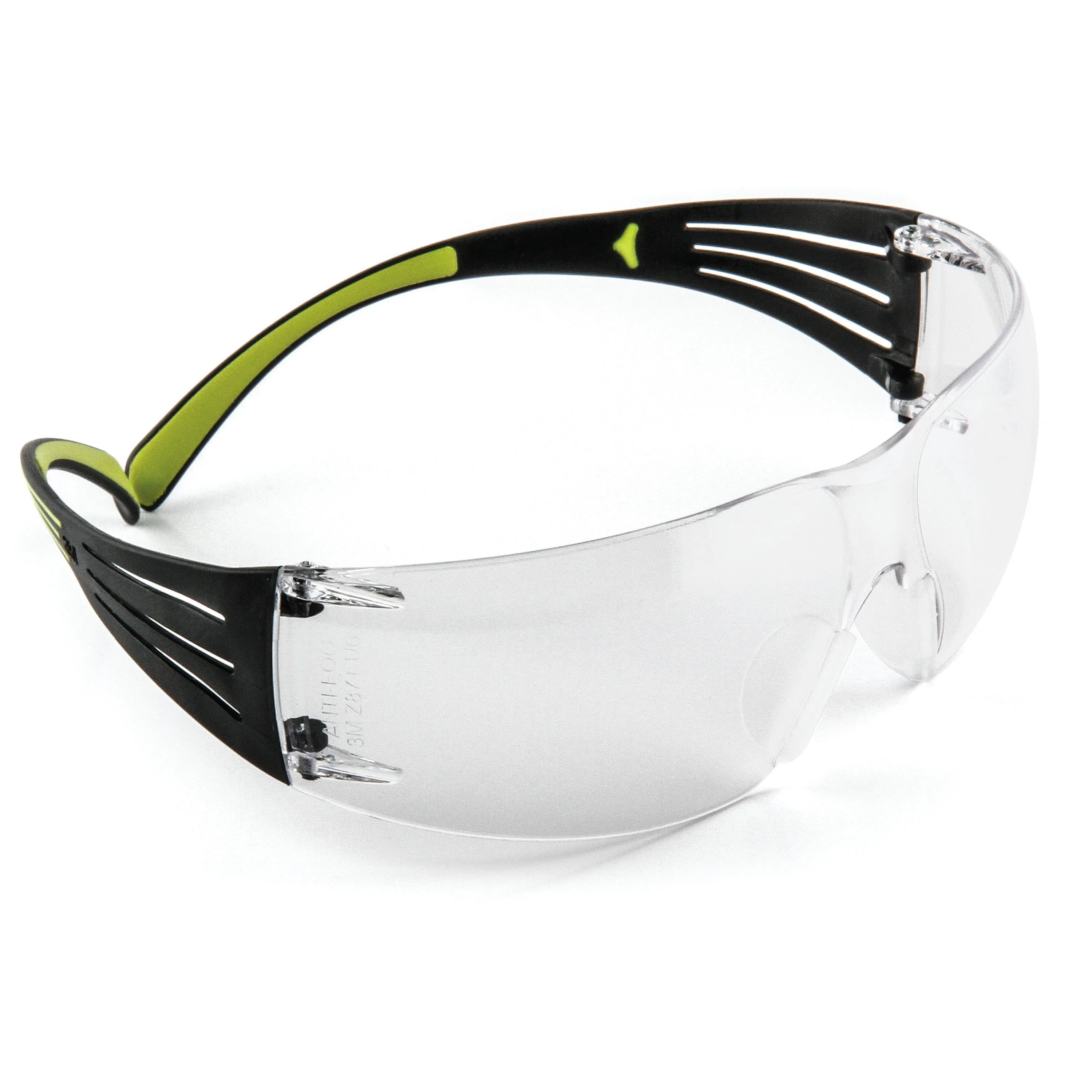 Skyddsglasögon SecureFit 400 med styrka +1,5, klar reptålig anti-fog lins, svart/grön båge, SF415AS/AF-EU