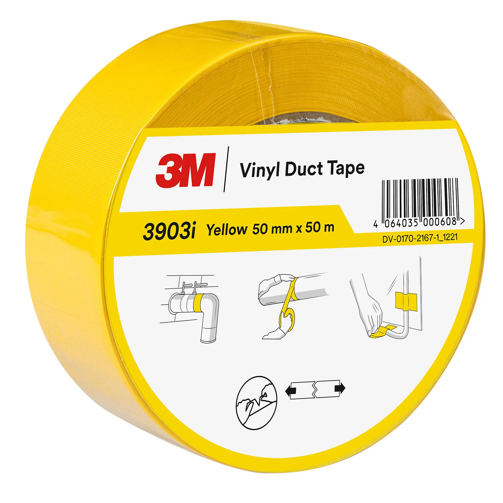 Vinylvävtejp 3903i, gul, 50 mm x 50 m