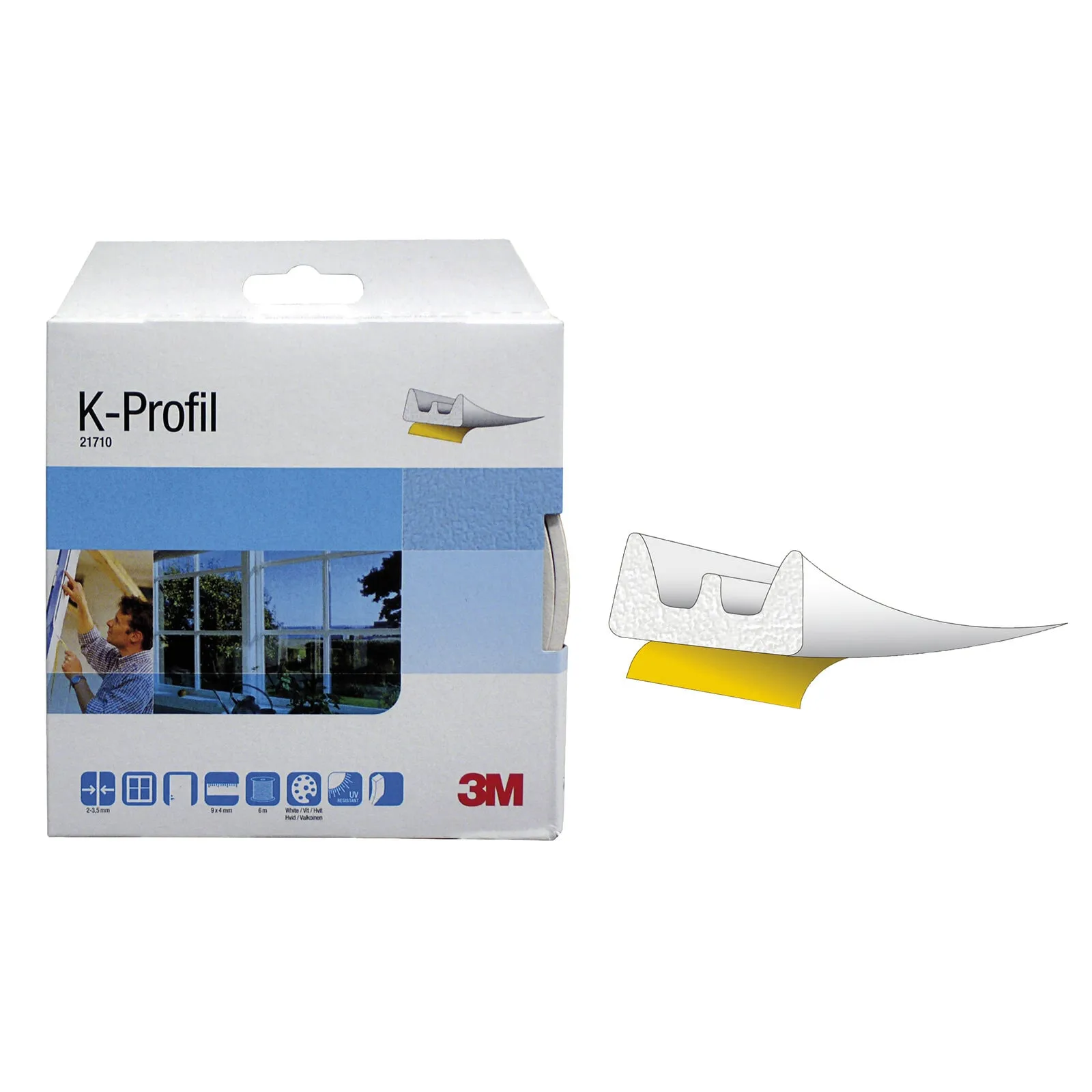 Tätningslist K-Profil, självhäftande, brun, 9 x 4 mm x 6 m