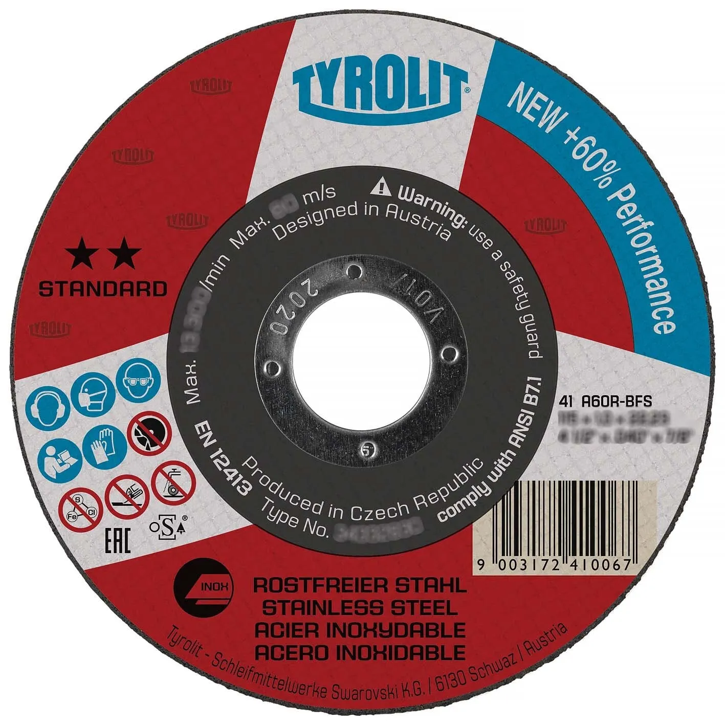 Kapskiva inox A46R-BFS, 125x1.6x22.23 mm 