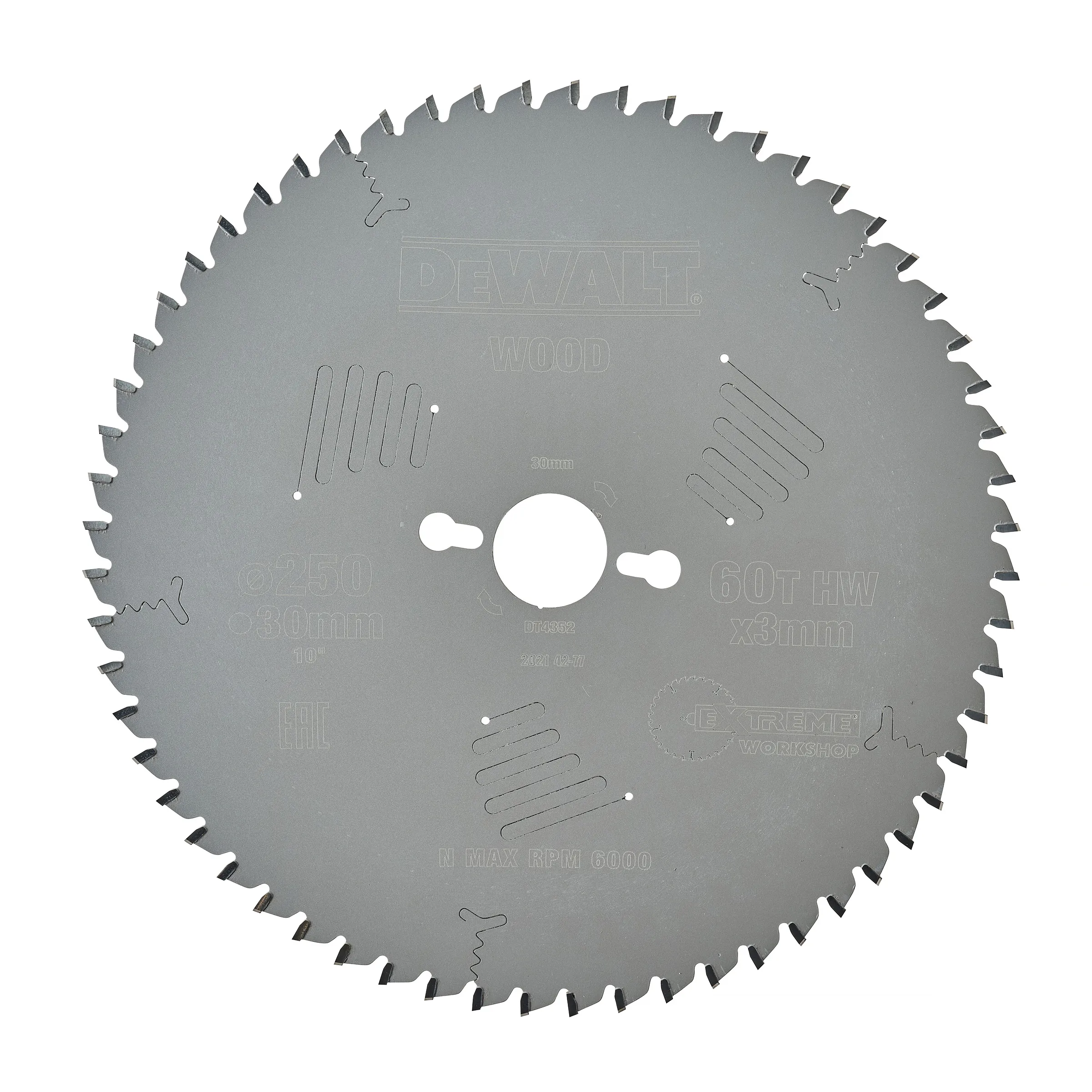 Cirkelsågklinga för trä och metall 250x30 mm, 60T,  DT4352