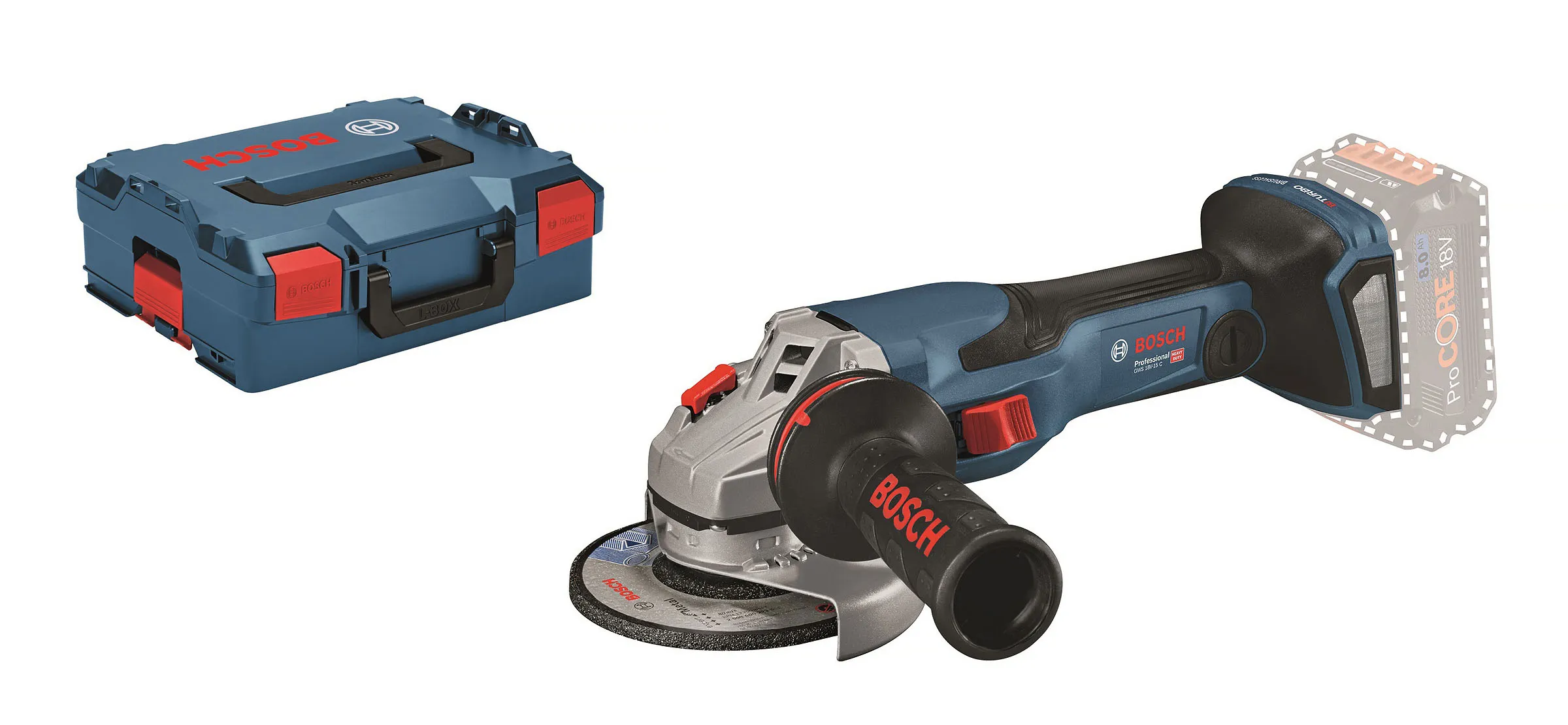 Vinkelslip GWS 18V-15 C, utan batteri & laddare