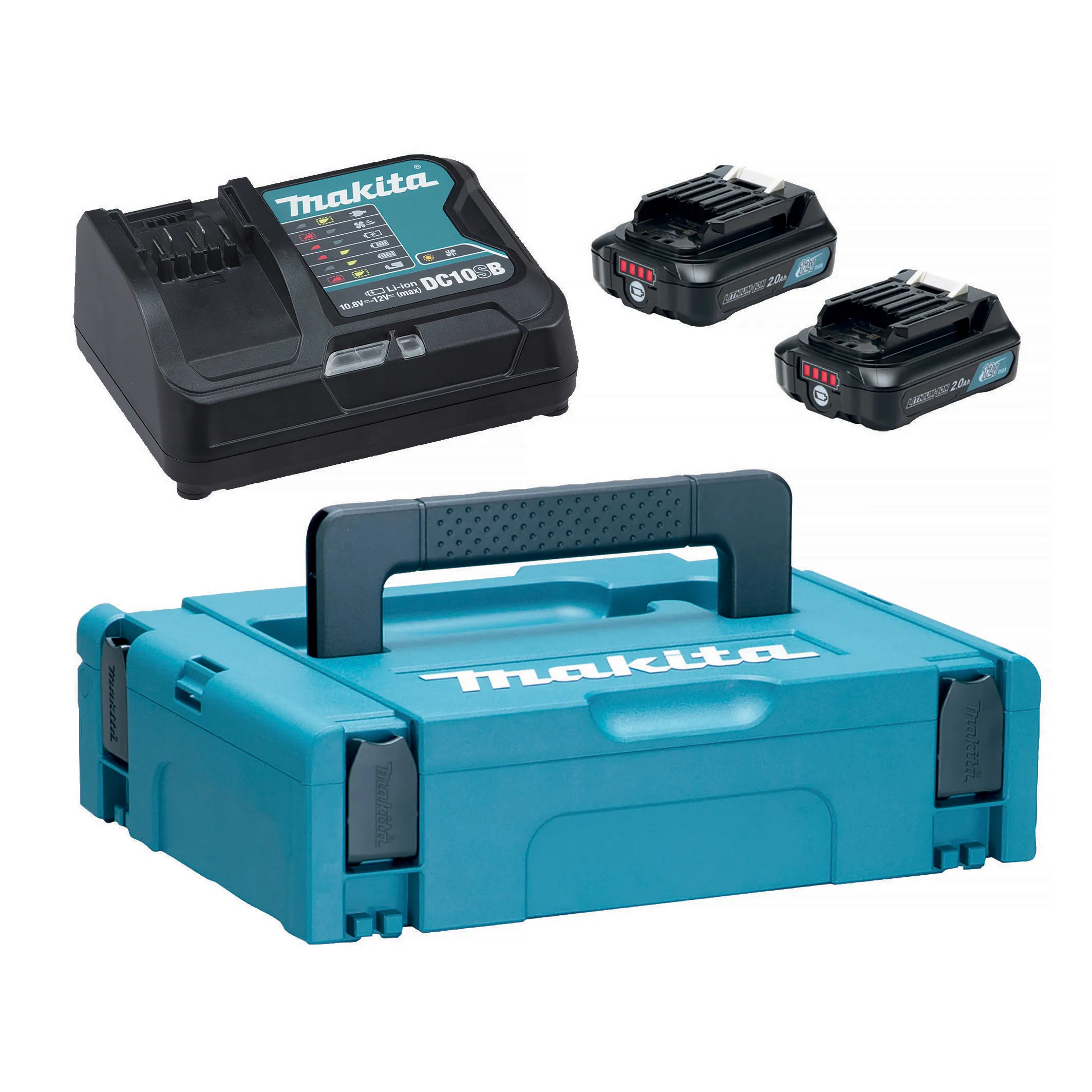 Batterikit CXT 12V 197658-5, 2stk 2,0Ah-batterier, hurtiglader & Makpac.