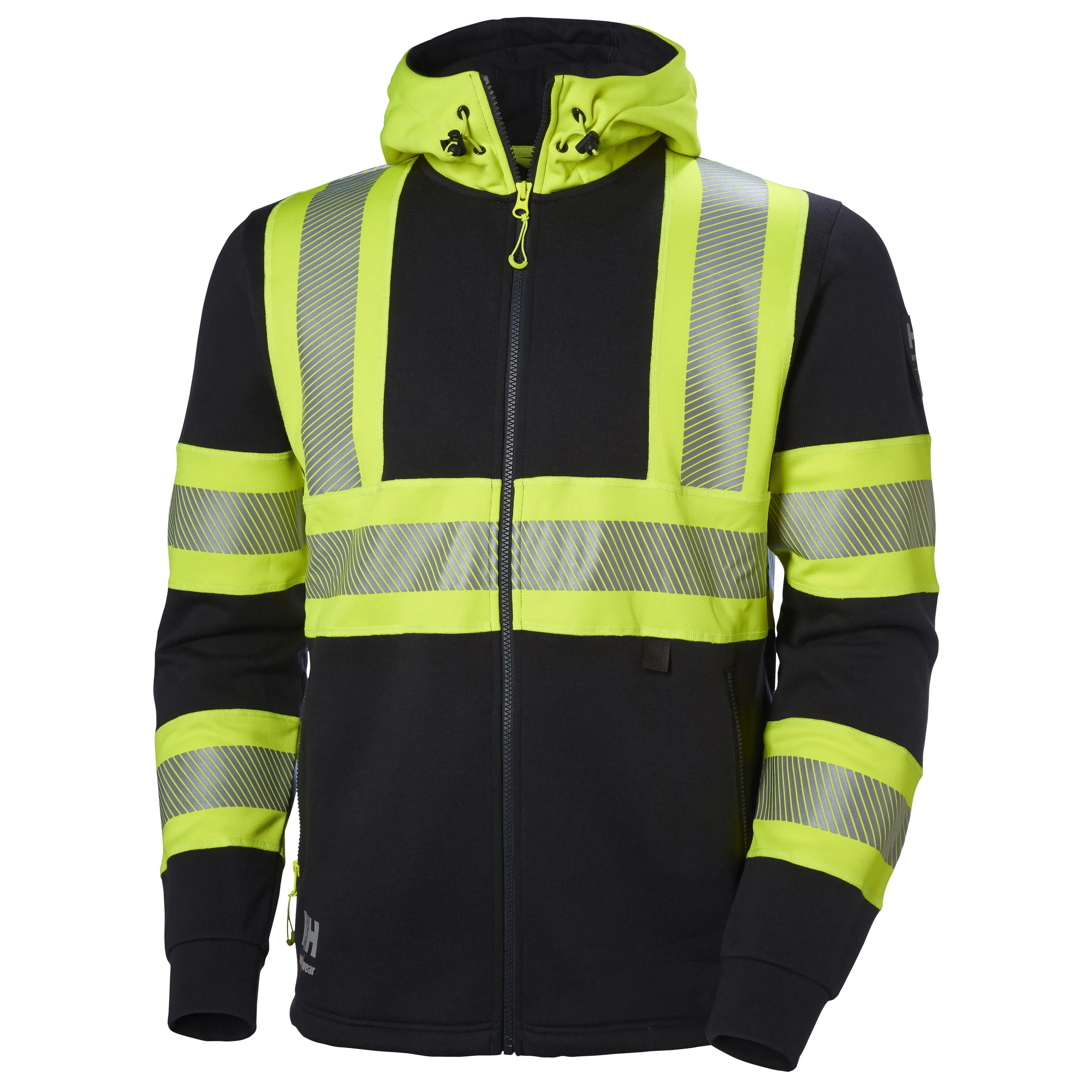 Huvtröja ICU varsel helzip, klass 1, svart/gul