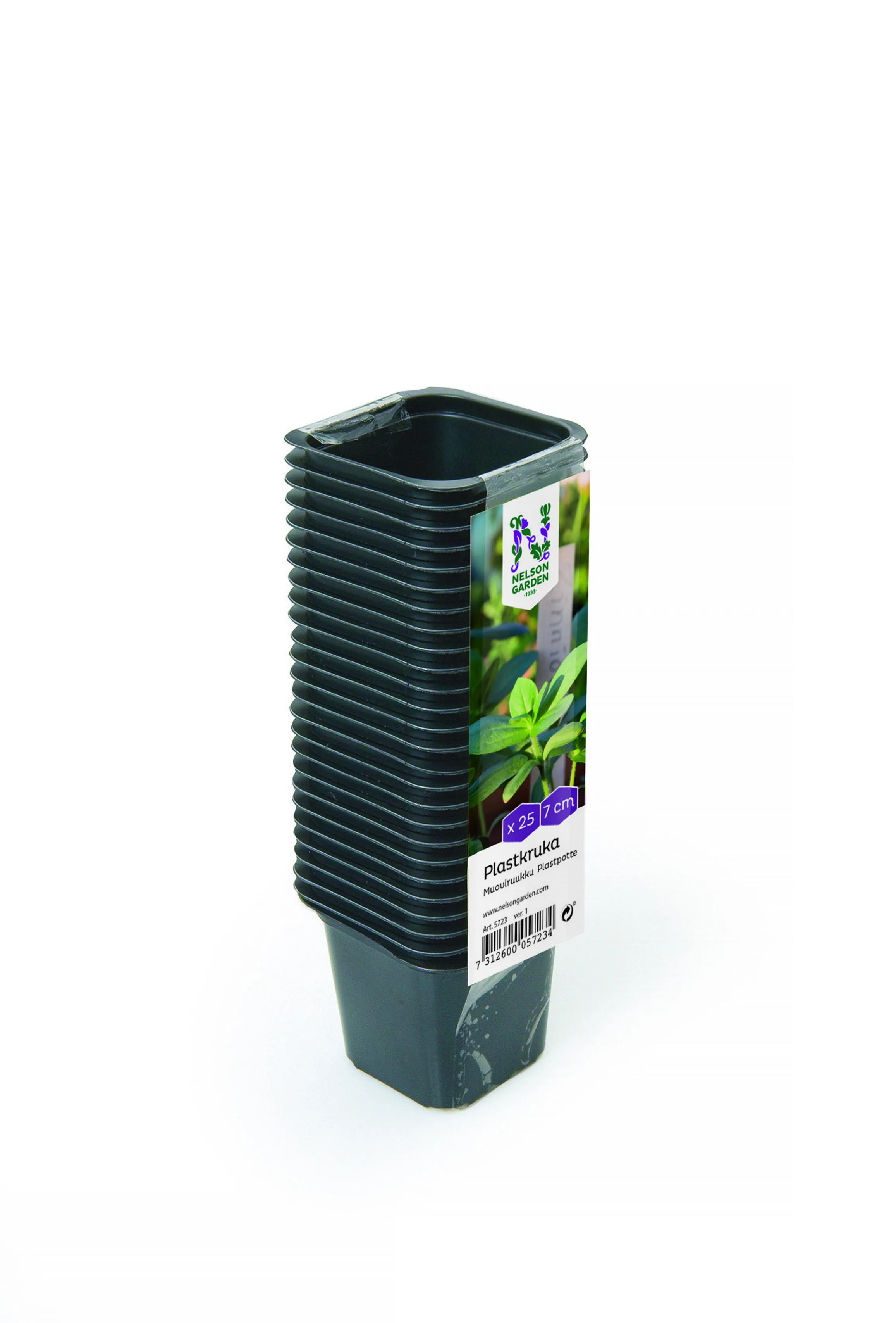 Plastkruka, 7 cm, svart, 25-pack 