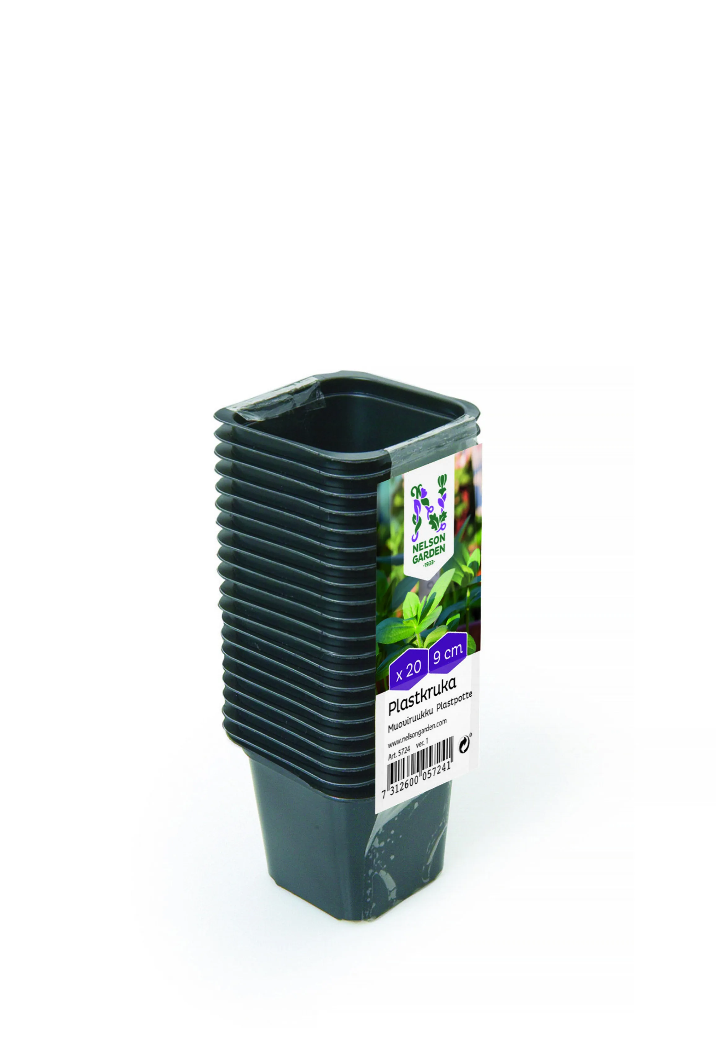 Plastkruka, 9 cm, 20-pack, svart