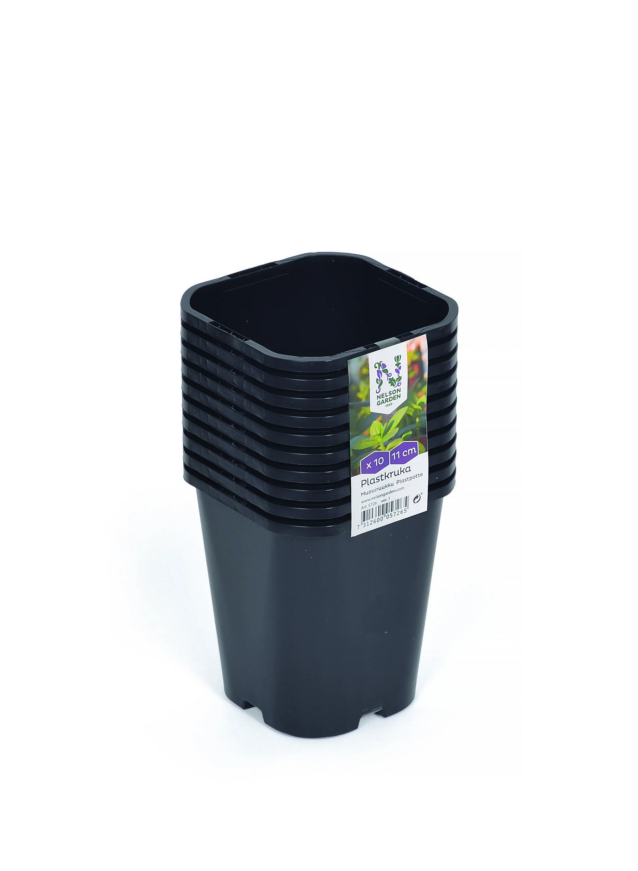 Plastkruka svart, 11 cm, 10-pack