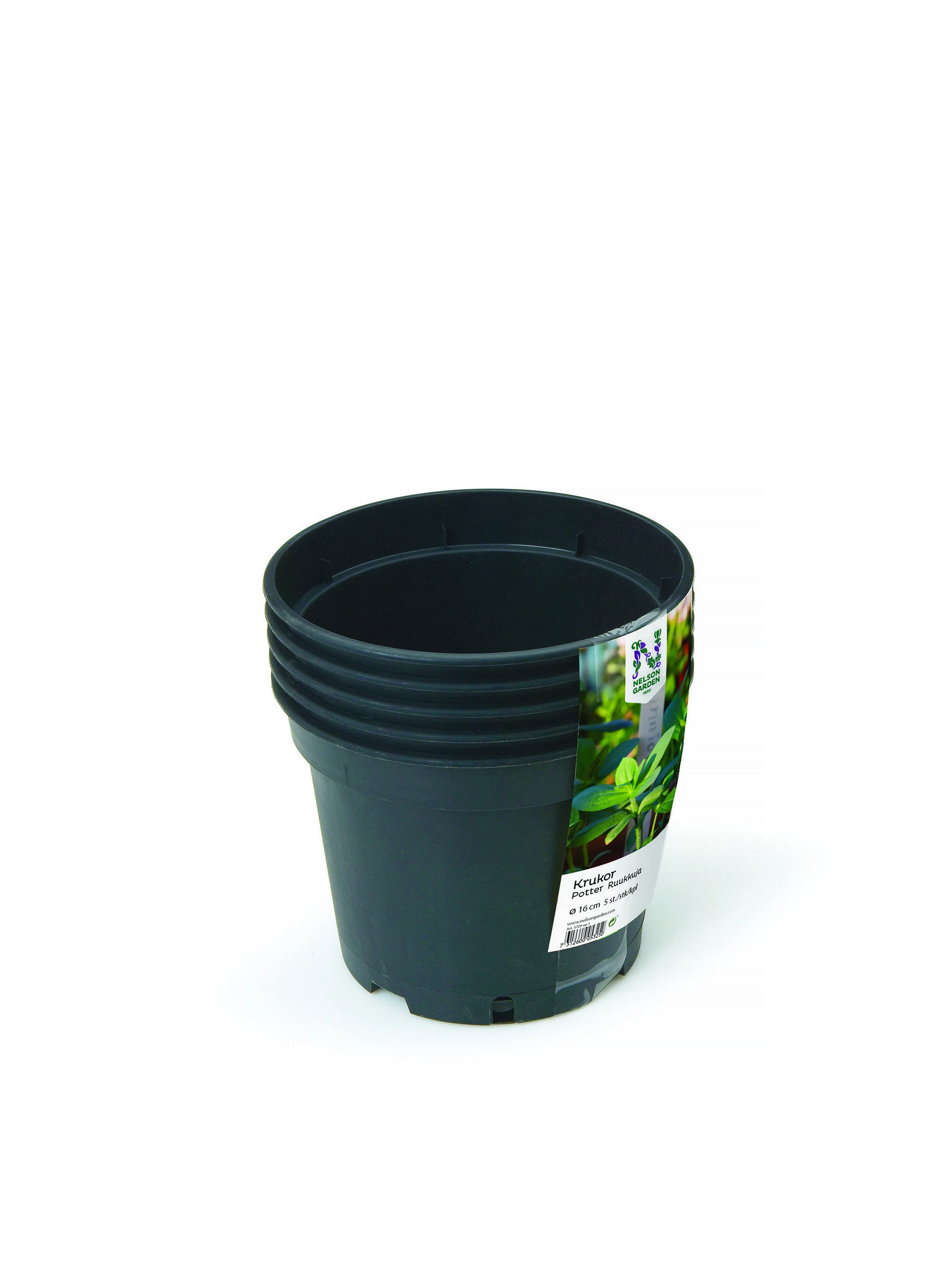 Plastkruka, Ø17 cm, svart, 5-pack