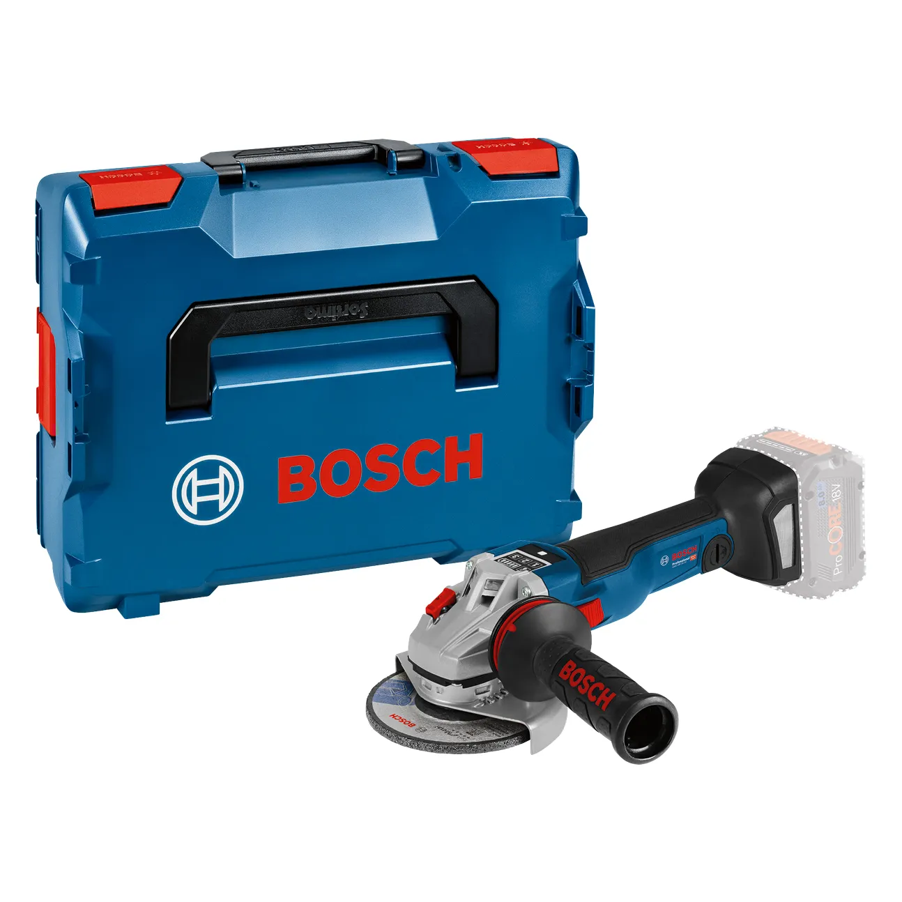 Vinkelslip GWS 18V-10 SC, utan batteri & laddare i L-BOXX 136, 125 mm