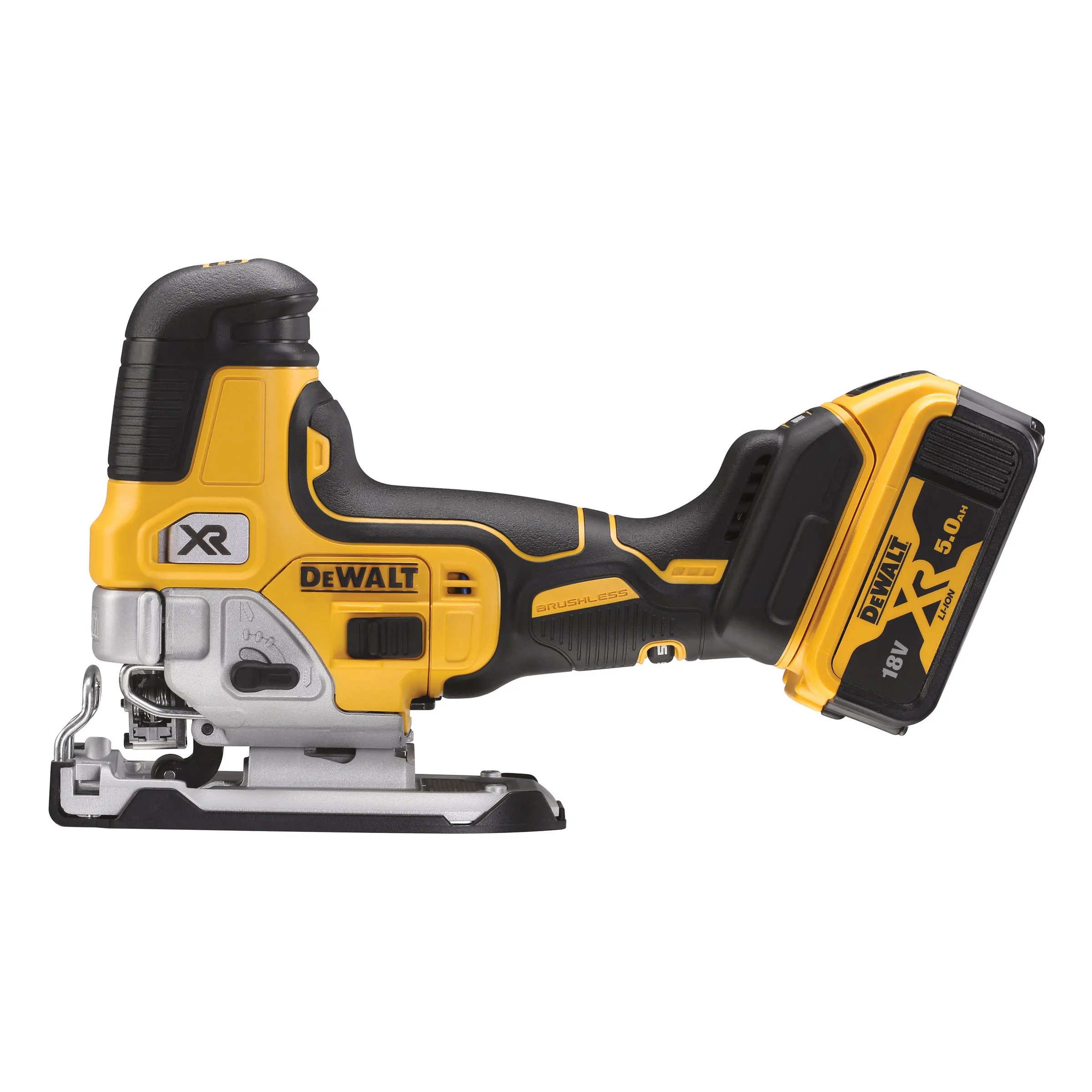 Sticksåg DCS335P2 18V, bodygrip, 2 st 5,0Ah-battteri & laddare