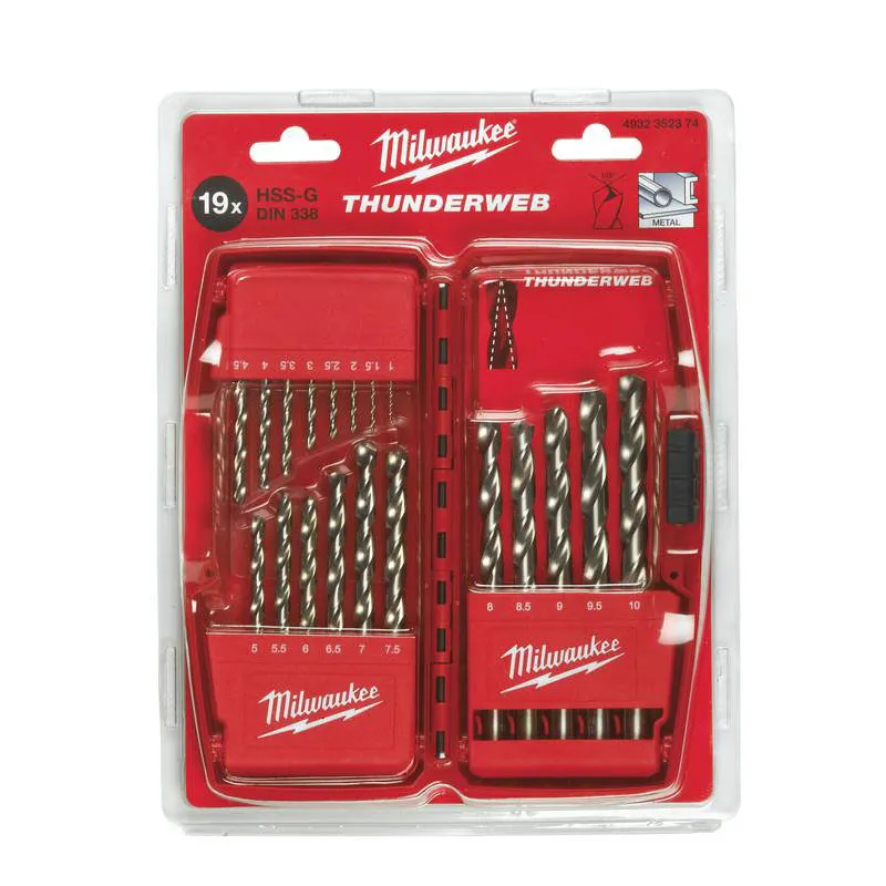 Borrsats med metallborr, 1-10 mm, 19 delar