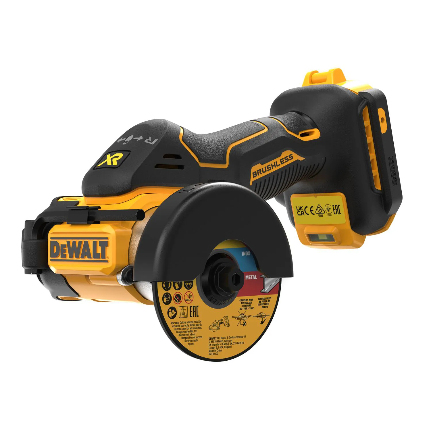 Vinkelslip DCS438N-XJ 18V XR, 76 mm, utan batteri & laddare