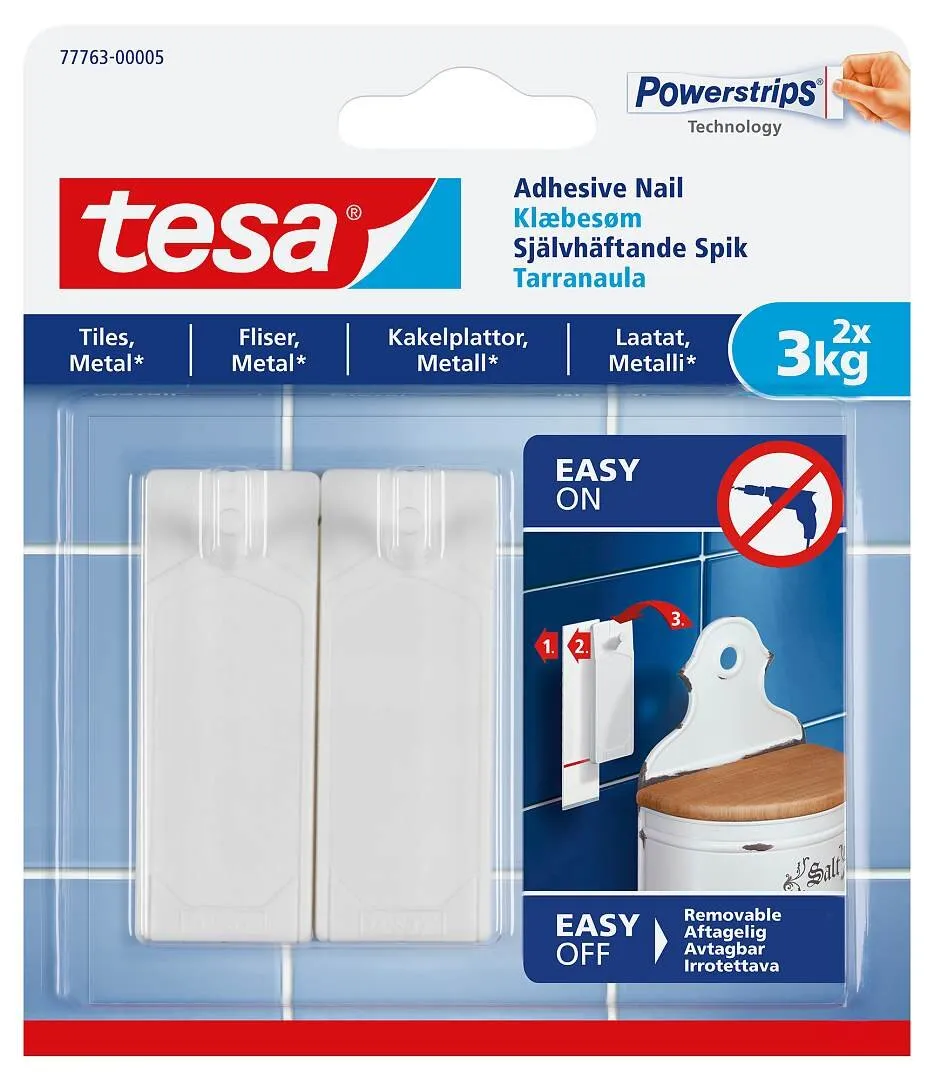 Självhäftande spik för kakel & metall, 3 kg, 2 st