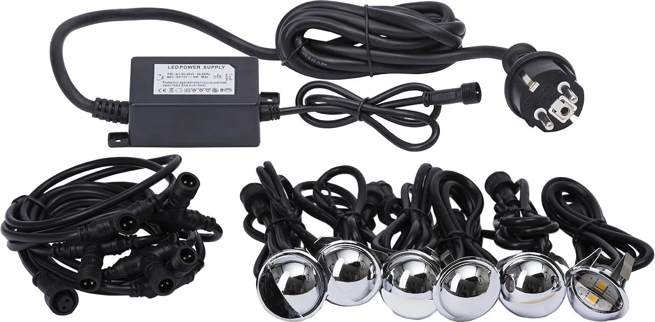 Trädgårdsbelysning LED, Stairlight, 6-pack inkl trafo